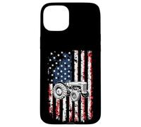 Rustic American Tractor Flag Case for iPhone 15 Plus