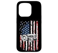 Rustic American Tractor Flag Case for iPhone 15 Pro