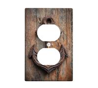 Rustic Anchors Light Switch Cover Plate/Outlet Cover, Antique Brown Nautical Decor for Coastal Themed Rooms, Sturdy Plastic Wall Plates, Standard Size Single Duplex Outlet