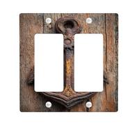 Rustic Anchors Light Switch Cover Plate/Outlet Cover, Antique Brown Nautical Decor for Coastal Themed Rooms, Sturdy Plastic Wall Plates, Standard Size Double Rocker