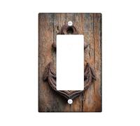 Rustic Anchors Light Switch Cover Plate/Outlet Cover, Antique Brown Nautical Decor for Coastal Themed Rooms, Sturdy Plastic Wall Plates, Standard Size Single Rocker
