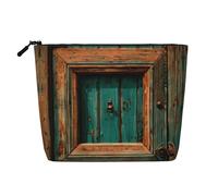 Rustic Antique Wooden Door Print Travel Makeup Bag, Large Capacity Cosmetic Bags For Women, Portable Cosmetic Bag, Toiletry Bag