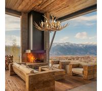 Rustic Antler Chandelier - 8-Light Vintage Nordic Resin Deer Horn Lighting for Living Room Dining Room & Bedroom - Adjustable Cabin Style Fixture