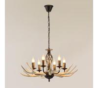 Rustic Antler Chandeliers 6 Light Farmhouse Black Candle Chandelier Resin Antlers Light Fixture Deer Horn Pendant Light Rerto Lodge Cabin Ceiling Chandelier Lighting Dining Room