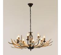 Rustic Antler Chandeliers 8 Light Farmhouse Black Candle Chandelier Resin Antlers Light Fixture Deer Horn Pendant Light Rerto Lodge Cabin Ceiling Chandelier Lighting Living Room