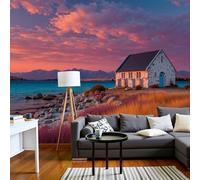 Rustic Architecture Sand Dunes Wallpaper Mural Dreamy Sunset Photo Wallpaper Nature 3D Wall Mural 400X280Cm Pinkish-Orange Art Print Decoration Poster Picture For Living Room Bedroom Tv Backdrop