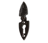 Rustic Arrowhead Escutcheon Plate Black - Covered Cast Iron Keyhole Cover with Swivel Flap for Doors & Cabinets - Antique Vintage Gothic Lock Hole Shield Plate, H91mm x W28mm