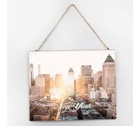 Rustic Artwork Decoration Wood Sign Plaque Skyline New York City Landscape Cute Wall Art Wood Plaque Sign 10x12 Contemporary Cityscape State Building Wooden Hanging Signs Home Decor for Bathroom House
