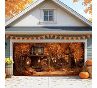Rustic Autumn Garage Door Cover, Cozy Pumpkin Patch Large Garage Door Decorations, Fall Outdoor and Indoor Thanksgiving Party Background Decor 157x71 Inch