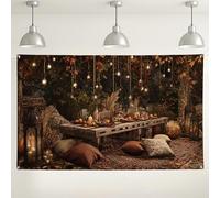 Rustic Autumn Leaves Backdrop, Cozy Fall Gathering Decorations, Warm Indoor/Outdoor Photography Background for Thanksgiving Party Supplies 71x43 Inch