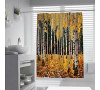 Rustic Autumn Shower Curtain for Bathroom Decor Birch Tree Forest Bath Shower Curtain Waterproof Fabric Machine Washable Quick Dry 120 x 200 cm