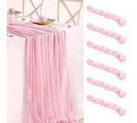 Rustic Baby Blue Cheesecloth Table Set Of Six For Ceremony Tables, Dessert Buffets, Photo Backdrops, And Minimalist Interior Table Accents(Pink 6pcs)