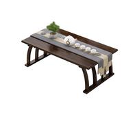 Rustic Bamboo Coffee Table Curved Legs Japanese Tea Table for Window Outdoor Bedroom (Dark Brown 100x37x31cm) - Multifunctional Design