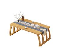 Rustic Bamboo Coffee Table with Curved Legs Multifunctional Japanese Tea Table for Window & Outdoor Use Natural Finish (90x37x31cm)