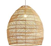 Rustic Bamboo Rattan Light Fixture Black Mid Century Pendant Lighting Large Woven Hanging Lamp Vintage Farmhouse Wicker Chandelier for Bedroom Dining Room Kitchen Island