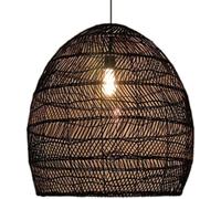 Rustic Bamboo Rattan Light Fixture Black Mid Century Pendant Lighting Large Woven Hanging Lamp Vintage Farmhouse Wicker Chandelier for Bedroom Dining Room Kitchen Island