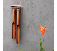 Rustic Bamboo Windchime - Natural Finish, 4 Big Tubes For Calm & Tranquility