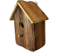 Selections Wooden Birdhouse Nest Box with Bark Exterior to Blend in with Vegetation for Protection