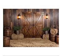 Rustic Barn Door Backdrop 10x8ft Fabric Wooden Wall Backdrop Farm Barn Backdrops for Birthday Party Rustic Wedding Photo Background Western Party Decoration