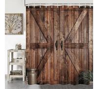 Rustic Barn Door Shower Curtain for Bathroom, Retro Countryside Wood Board Bathroom Decor Curtain Sets,Art Vintage Extra Long Famhouse Western Bath Curtains RV Bath Curtains with Hooks 72X84 inch