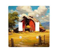 Rustic Barn Light Switch Cover Plate/Outlet Covers, Vintage Farmhouse Style for Country Home Decor, Thermoplastic Wall Plates, Standard Size Double Toggle