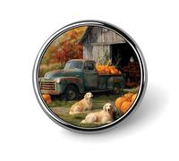 Rustic Barn Old Truck Dogs Round Brooch Pin Lapel Pins Tie Suit Dress Accessories Wedding Birthday Gifts for Men Women