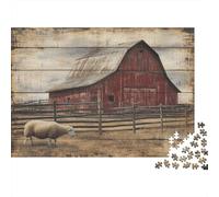Rustic Barn Scene 1000 Pieces Sturdy Cardboard Classic Jigsaw Puzzle for Adults & Kids 12+, Stress Relief Puzzle, Wall Decor, Ultimate Relaxation 70x50cm/1000pcs