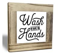 Rustic Bathroom Wood Plaque Sign, Wash Your Hands, Funny Bathroom Décor Sign, Box Wooden Plaques Signs, Shelf Décor Sign, Toilet Humor Décor Sign, Rustic Farmhouse Bathroom Wood Sign 4.3×4.3×0.7inch