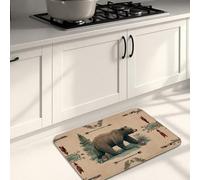 Rustic Bear Kitchen Mats for Floor, Vintage Nature Soft Mats, Cushioned Comfort Washable Non Slip Decor Rugs for Kitchen Sinks Laundryroom Bathroom 16x24 Inch