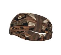 Rustic Bear Pattern Sports Sweatband Headscarf Head Bands for Women Men Suitable for Running Yoga Fitness Football