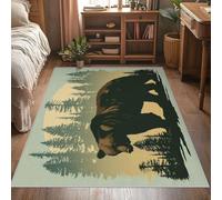 Rustic Bear Rugs Living Room Large - Lodge Cabin Forest Wildlife Area Rugs for Bedroom Rug Black Brown Green Carpet, Washable Non Slip Soft Low Pile Patterned Rug & Room Decor 200x280 O-fd21
