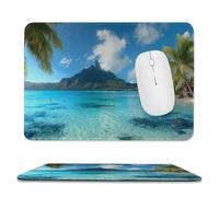 Rustic Beautiful Palm Leaves Non-Slip Base Mouse Pad,Colorful Realistic Tropical Island Summer Beach Palm Leaves Stitched Edges for Decoration,Most Types of Mouse 11.8"x9.8"