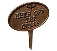 Rustic Bee Cast Iron Oval Keep off the Grass Sign Lawn Sign with Ground Stake