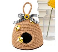 Rustic Beehive Decoration - Charming Rope Ornament, Seasonal with Farm Appeal, Giftable Presentation with Cheerful Mood Handmade Table Piece, Woven Fibers for