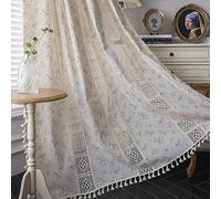 Rustic Beige 2-Panel Semi-Opaque Curtains with Grommets for Country Home Decor Living Room 150 x 240 cm - Stylish Window Treatment Solutions