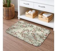 Rustic Berry Quick Dry Bath Mat, Vintage Floral Absorbent Non Slip Shower Mat, Holiday Flannel Washable Bath Rugs for Bathroom Toilet Restroom Decorative 20x32 Inch