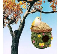 Rustic Bird House Decorative Birds Nest Outdoor Balcony Roof Birdhouse Cage Resin Eco-Friendly