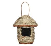 Rustic Birdhouse, Natural Seagrass Hanging Pocket for Garden, Outdoor Bird Shelter and Finch Nesting Box, Handwoven Hummingbird House, 1 Pack, Weather Resistant Design A