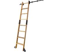Rustic Black Barn Door Hardware Kit 3.3ft-20ft Adjustable Track for Indoor Use Round Tube Ladder System - Ideal for Home Library & Loft Decor Easy Installation