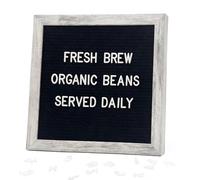 Rustic Black Felt Letter Board 25x25cm with 336 Letters - Changeable Letter Board for Home Décor, Coffee Bar & Counter Display - Felt Message Board with Stand and Wooden Frame