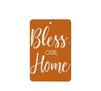 Rustic Bless Our Home On Orange Car Air Fresheners 4 Pcs Hanging Scented Cards Fragrance Scented Cards For Car Aromatherapy Tablets