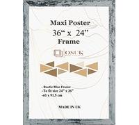 Rustic Blue Maxi Poster Frame 61 x 91.5cm Large Photo Frame 36 x 24 Inch Picture Frame With Clear Perspex Front & Wall Mounting Rustic Blue 24" x 36" Frames