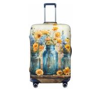 Rustic Blue Vase Blossoms Travel Luggage Covers - Elasticity Suitcase Covers Protector for Luggage 18-32 Inch