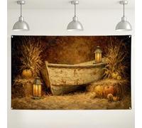Rustic Boat Wall Backdrop, Vintage Farmhouse Autumn Decorations, Perfect for Fall Festivals, Thanksgiving Gatherings, and Seasonal Photoshoots 71x43 Inch