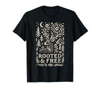 Rustic Boho Deer Rooted and Free Mindful Nature Design T-Shirt