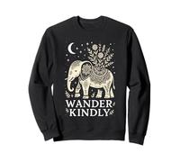 Rustic Boho Elephant Wander Kindly Nature Folk Art Sweatshirt