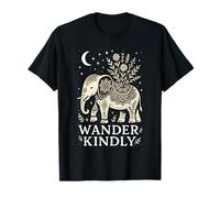 Rustic Boho Elephant Wander Kindly Nature Folk Art T-Shirt