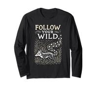 Rustic Boho Fox Follow Your Wild Nature Design Long Sleeve T-Shirt