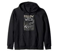 Rustic Boho Fox Follow Your Wild Nature Design Zip Hoodie