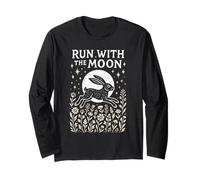 Rustic Boho Hare Run with The Moon Nature Design Long Sleeve T-Shirt